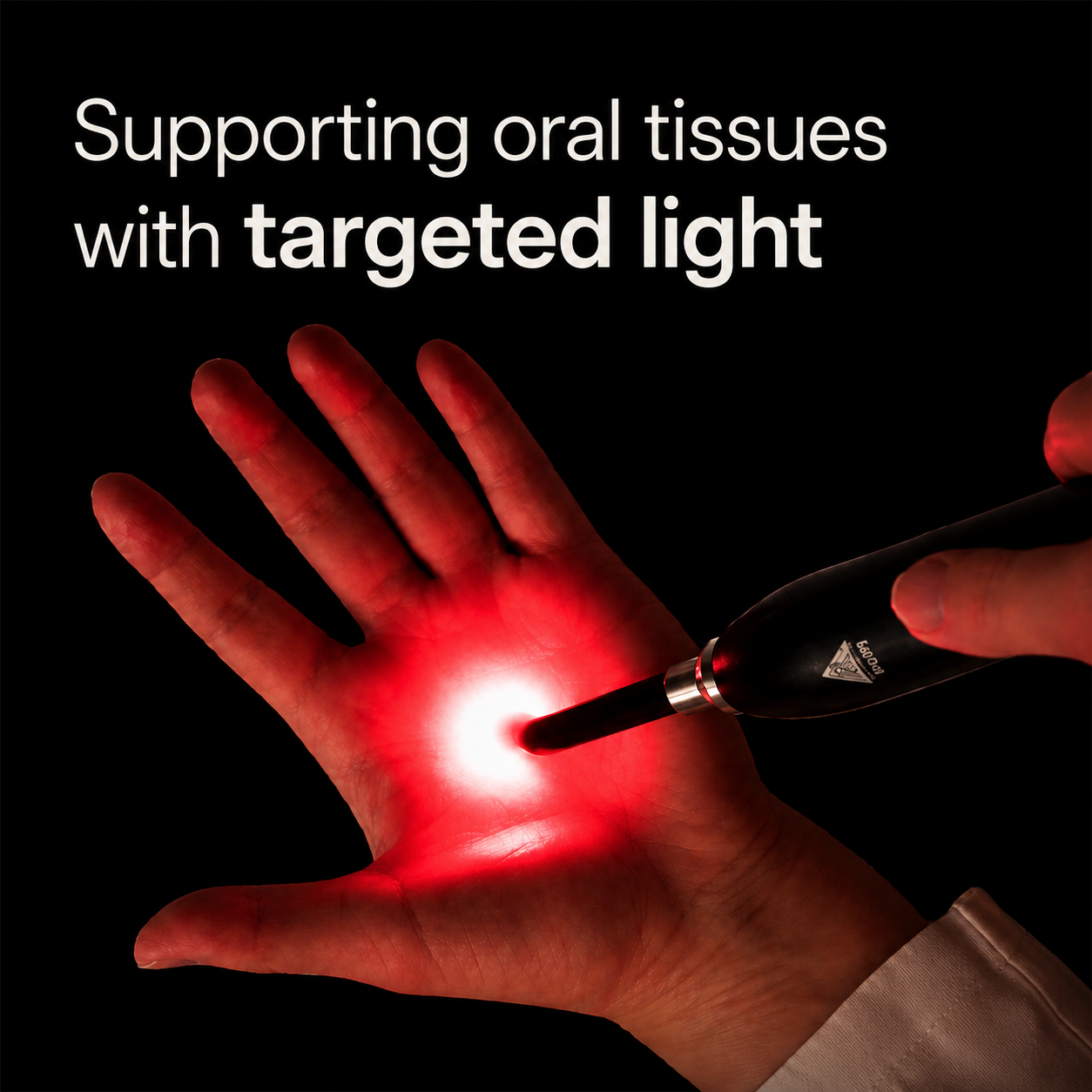 Targeted red and near infrared light device supporting oral tissue health through photobiomodulation